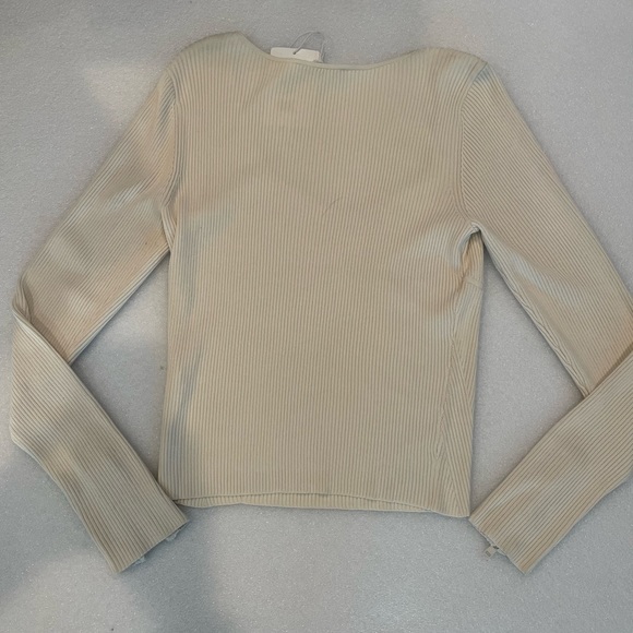 FRAMER Women’s Ribbed Zip Long Sleeve Top Body Shaped Sz XL MSRP $468 - Picture 8 of 13